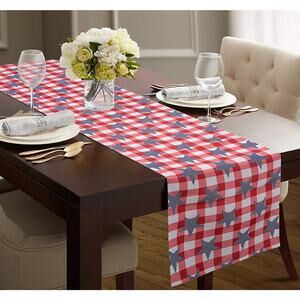 72" Stars Table Runner American Flag 4th Fourth Of July Patriotic Red White Blue